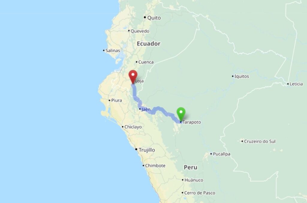 From Tarapoto Peru to Vilcabamba Ecuador via the La Balsa crossing