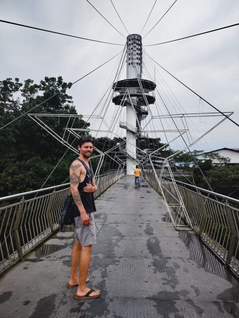 Standing at the observation deck in Tena