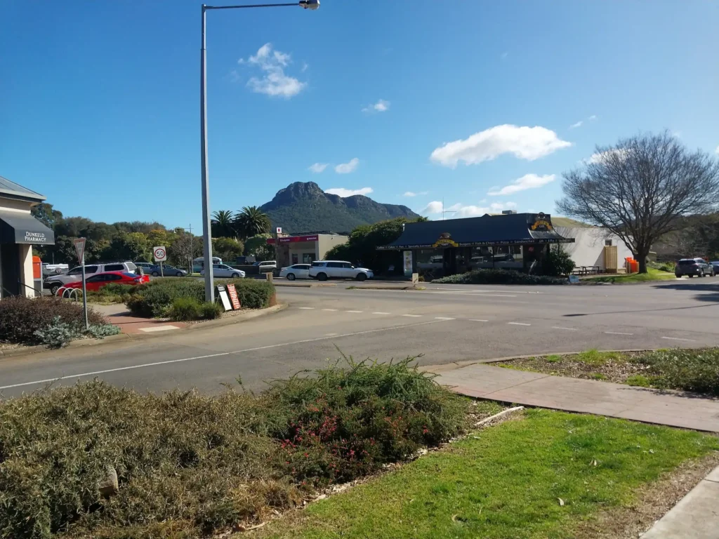 Dunkeld in the Southern Grampians with Mount Abrupt in the background