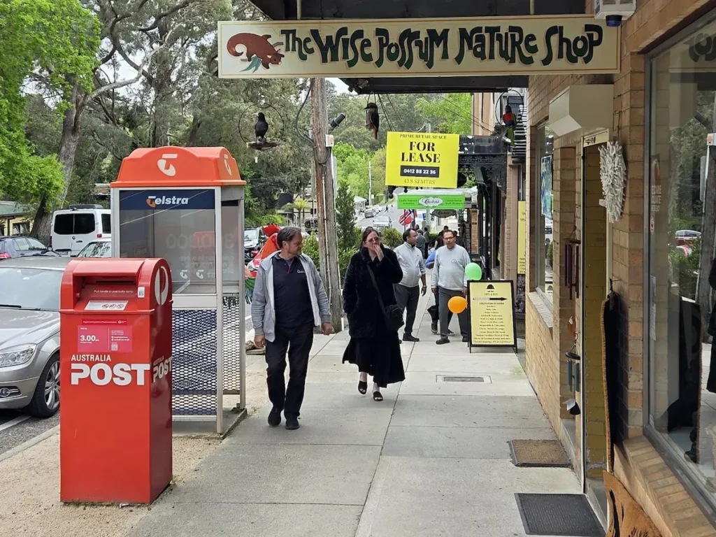Main street of Sassafras, one of the small towns in the Dandenong Ranges, Victoria